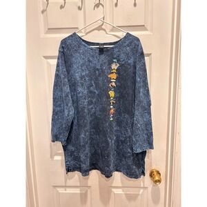 VTG Made in USA Sabaku Artwear 1X Blue Wash Southwest Totem‎ Animal Cotton Shirt
